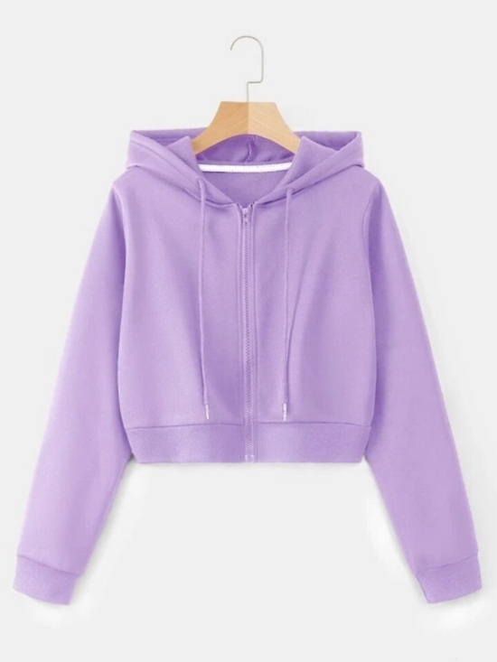 Jackets & Blazers - Lavender Zip-Up Cropped Hoodie Jacket